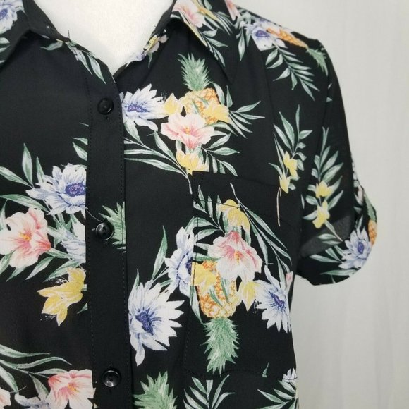 Hippie Rose Floral Pineapple Tropical Tie-Front - Picture 4 of 8